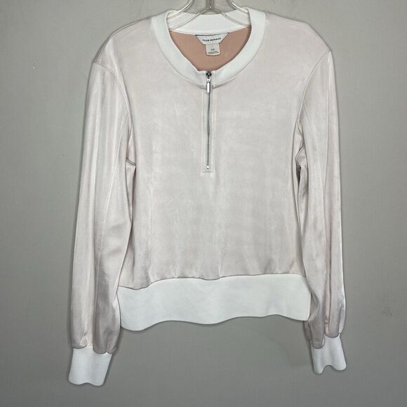 CLUB MONACO 1/2 Zip Pullover Women Large Pink Satin Viscose - Picture 1 of 9